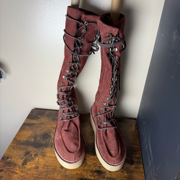 Free People Ava Tall Lace Up Boots. - Picture 1 of 10